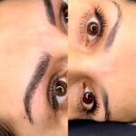 Vorher-nachher Ergebnis: definierte Augenbrauen und geliftete Wimpern nach Browlifting und Lashlifting